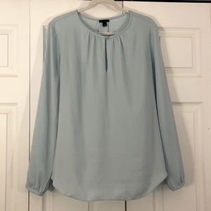 Ann Taylor Long Sleeve Aqua Blouse